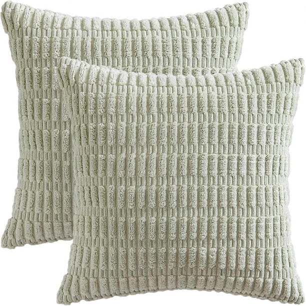 Paquete de 2 fundas de almohada decorativas de pana de 45 x 45 cm, suaves fundas de almohada de rayas bohemias, decoración moderna de estilo rústico para sofá de primavera, sala de estar C