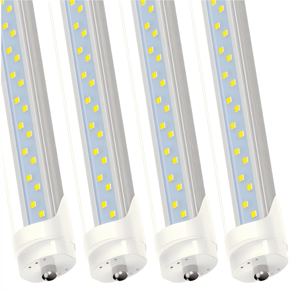 CNSUNWAY T8 8ft LED Tube Light Bulbs, Single Pin Fa8 Base, Dual Row 72W 5000K Daylight, Clear, 4-Pack