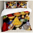 thumbnail image 1 of Spice Duvet Cover Set Queen Size, Assortment of Colorful and Different Flavored Kitchen Ingredients from the Bazaar, Decorative 3 Piece Bedding Set with 2 Pillow Shams, Multicolor, by Ambesonne, 1 of 3