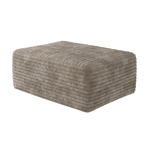37.4" Plush Corduroy Ottoman, Upholstered Cloud Ottoman for Boneless Couch in a Box, Modular Sectional Couches for Living Room, Compressed Memory Foam, No Assembly Require, Black