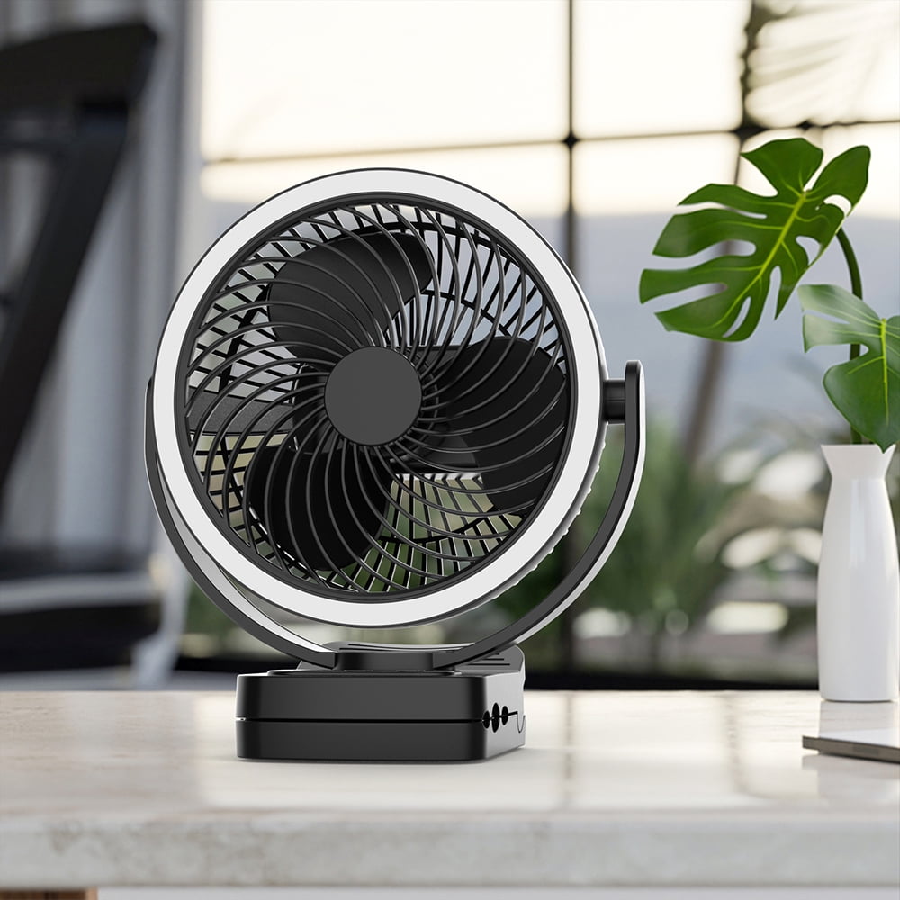 Mainstays 7" Rechargeable USB Clip and Table Fan with LED and Timer, 4