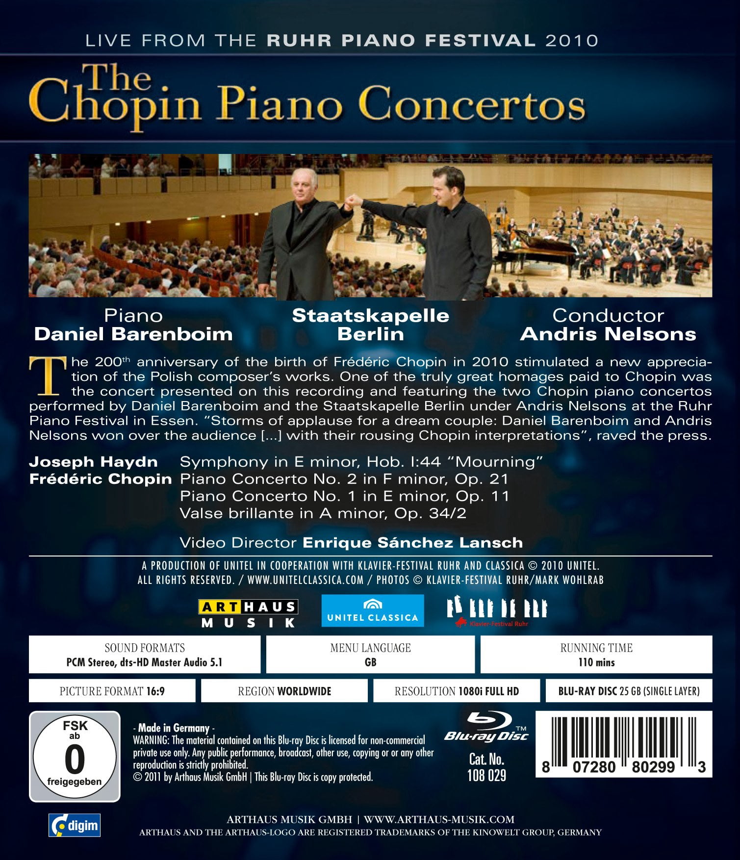 Chopin Piano Concertos [Blu-ray] NEW