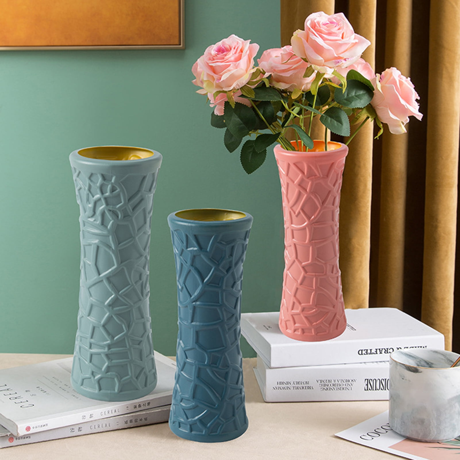 Shenmeida Plastic Flower Vases, Modern Vase Geometric, Handmade Vases