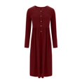 thumbnail image 4 of SMihono Deals Women's Boho Solid Long Sleeve Maxi Dress Button Up Casual Loose Henley Neck Spring Vacation Dresses with Pockets Wine 8, 4 of 8