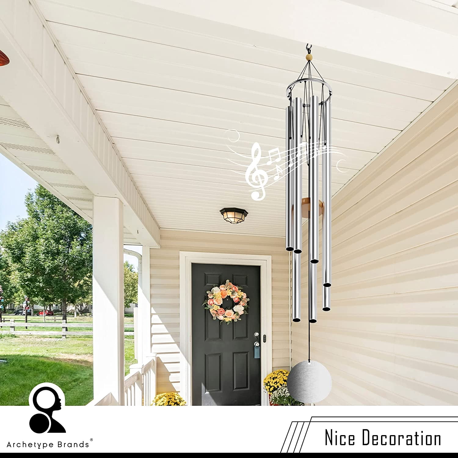 Solfeggio Wind Chimes 528hz Healing Tones Frequencies 44 inch Silver