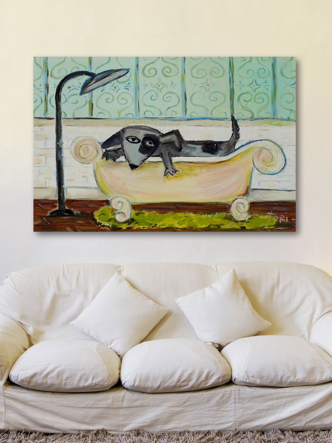 Marmont Hill Dog Bath Canvas Wall Art
