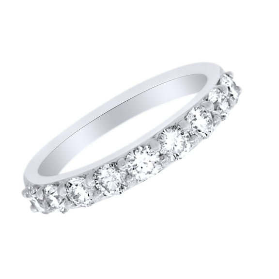 AFFY Round Cut Cubic Zirconia Half Eternity Band Ring in 14k White Gold Over Sterling Silver (0.88 Cttw) Size - 4