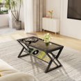 thumbnail image 3 of Coffee Table Living Room Table Center Table, Simple Modern Faux Marble Rectangular Tea Tables with Sturdy Gold Metal Frame,Industrial Wooden Coffee Table for Bedroom Home Office., 3 of 6