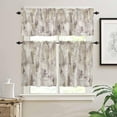 thumbnail image 2 of Brown Kitchen Curtains and Valances Set, Rod Pocket Curtains Tier Farmhouse Window Curtains 24 Inch Length, Retro Modern Farmhouse Texture Abstract Ombre 3 Piece Kitchen Curtains Set, 2 of 6