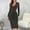 Silver, variant on Gspmoly Summer Dresses, Women Fashion Lace-Up Sexy V-Neck Long Sleeve Mid-Calf Long Dress Wedding Dresses for Women Clearance