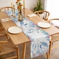 thumbnail image 3 of Sea Turtle Coastal Table Runner - 60 Inch Long Beach Nautical Ocean Coral Seahorse Cotton and Linen Blended Dress Scarves Farmhouse Table Runner for Kitchen Dining, Coffee Table, 13" x 60", 3 of 8