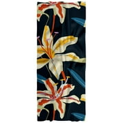 Tiger Lily Floral Pattern Black Pattern Breathable and Translucent Chiffon Silk Scarf | Lightweight, 180*73 cm | Stylish Accessory for Women
