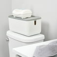 iDesign Cade Lidded Storage Bin, White/Gray