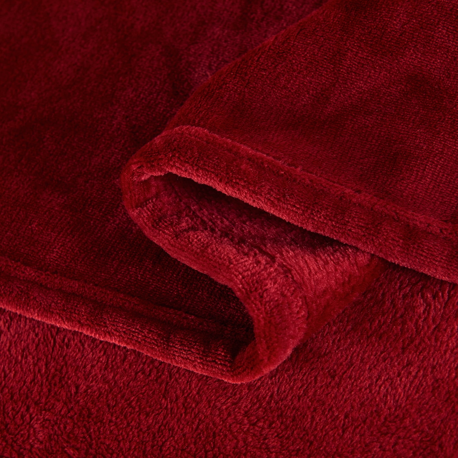 JML Fleece Bed Blankets Queen Burgundy - Soft Lightweight Plush Cozy Blanket Microfiber, 77"X81"