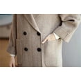 thumbnail image 3 of Elegant Long Sleeve Pea Coat With Pockets Loose Women Woolen Coat Jacket Winter Thick Lapel Mid-Long Overcoat, 3 of 5