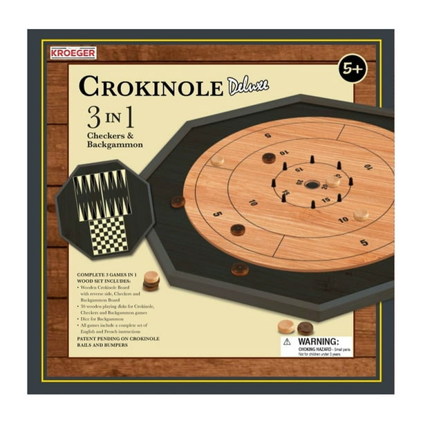 Kroeger Crokinole 22 Deluxe 3 In 1, Wooden Swivel Bar Stools No Backgammon