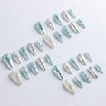 thumbnail image 4 of Presiona las uñas IMRAIN Blue Medium Almond con plata cromada, 4 of 7