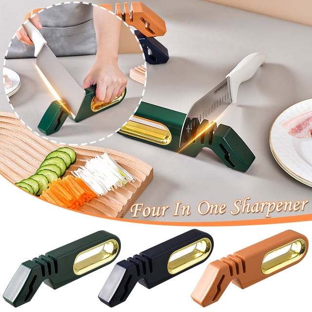 Afilador de cuchillos multifuncional 4-en-1 | Piedra de afilar manual para tijeras y cuchillos de cocina | Base antideslizante, afilado rápido y fácil, diseño ergonómico | 22x5,5x2,3cm | Herramienta