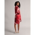 thumbnail image 4 of Zaccai Women's Red Satin Abstract Button Down Dress, 4 of 6