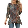 thumbnail image 2 of 3/4 Sleeve Tunic Tops for Women Loose Fit Dressy Casual Blouse Flowy Shirts to Wear with Leggings S-3XL, 2 of 6