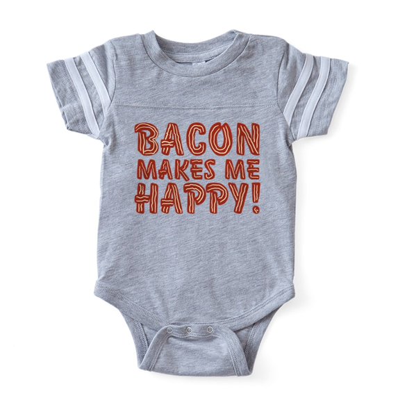CafePress - Bacon Makes Me Happy_B - Cute Infant Baby Football Bodysuit
