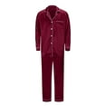 thumbnail image 2 of Odeerbi Satin Silk Pajamas for Family Holiday Long Sleeve Family Pajamas Matching Sets Mom Fashion Blouse Tops + Pants Sleepwear Family Matching PJs Set Wine, 2 of 6