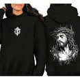 thumbnail image 3 of Jesus Crown of Thorns Double Sided Hoodie – Christian Graphic Faith Based Pullover, Religious Streetwear for Men and Women, 3 of 7