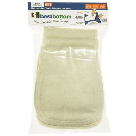 Best Bottom Hemp/Organic Cotton Diaper Insert, 3-Pack,