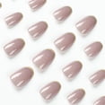 thumbnail image 3 of Fofosbeauty 24pcs Press on False Nails, Short Round Fake Nails, Golden French Light Gray, 3 of 8