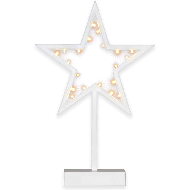Estrella de luz decorativa de 20 LED, luz de pascua blanca cálida fría, estrella decorativa