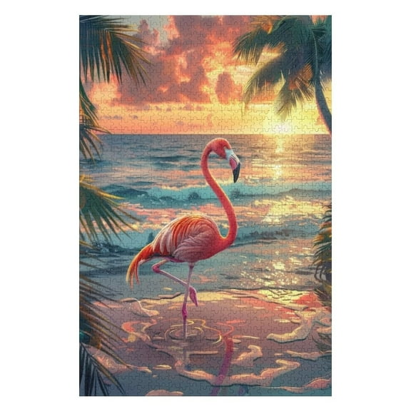 Puzzles for Adults 300 Pieces - Cartoon Tropical Flamingo Challenging Gift for Puzzle Lovers, Fun Time with Friends, Displayable Wall Decor