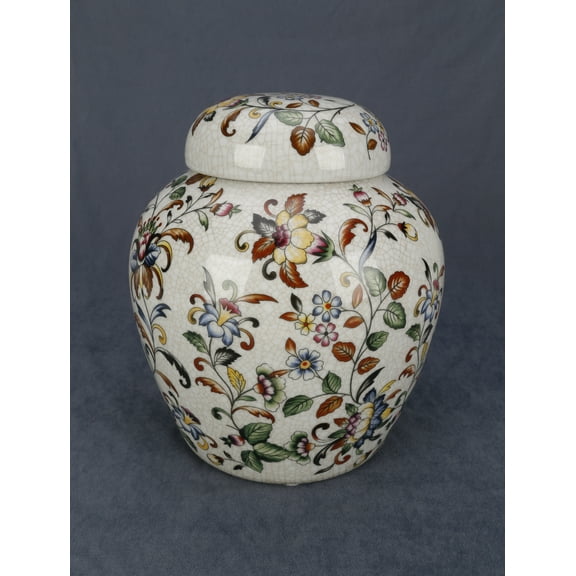 AA Importing 10" Jar with Lid, Floral Design