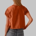 thumbnail image 4 of Liquidation! Hauts Grande Taille pour Femmes, Blouse à Manches Courtes d'Été pour Femmes, Mode Décontractée Unie à Manches Courtes Col Rond Blouses Amples Tee, 4 of 5