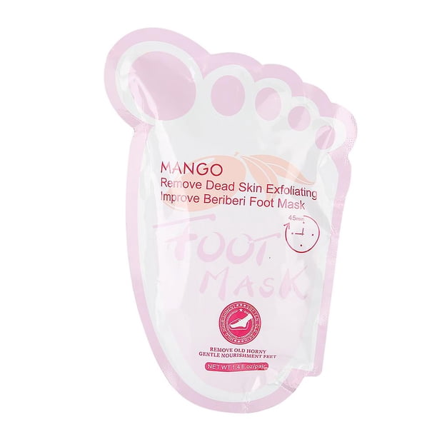 Lot de 2 masques exfoliants pour les pieds à la mangue, élimine les peaux mortes et les cuticules, hydrate et exfolie les pieds.