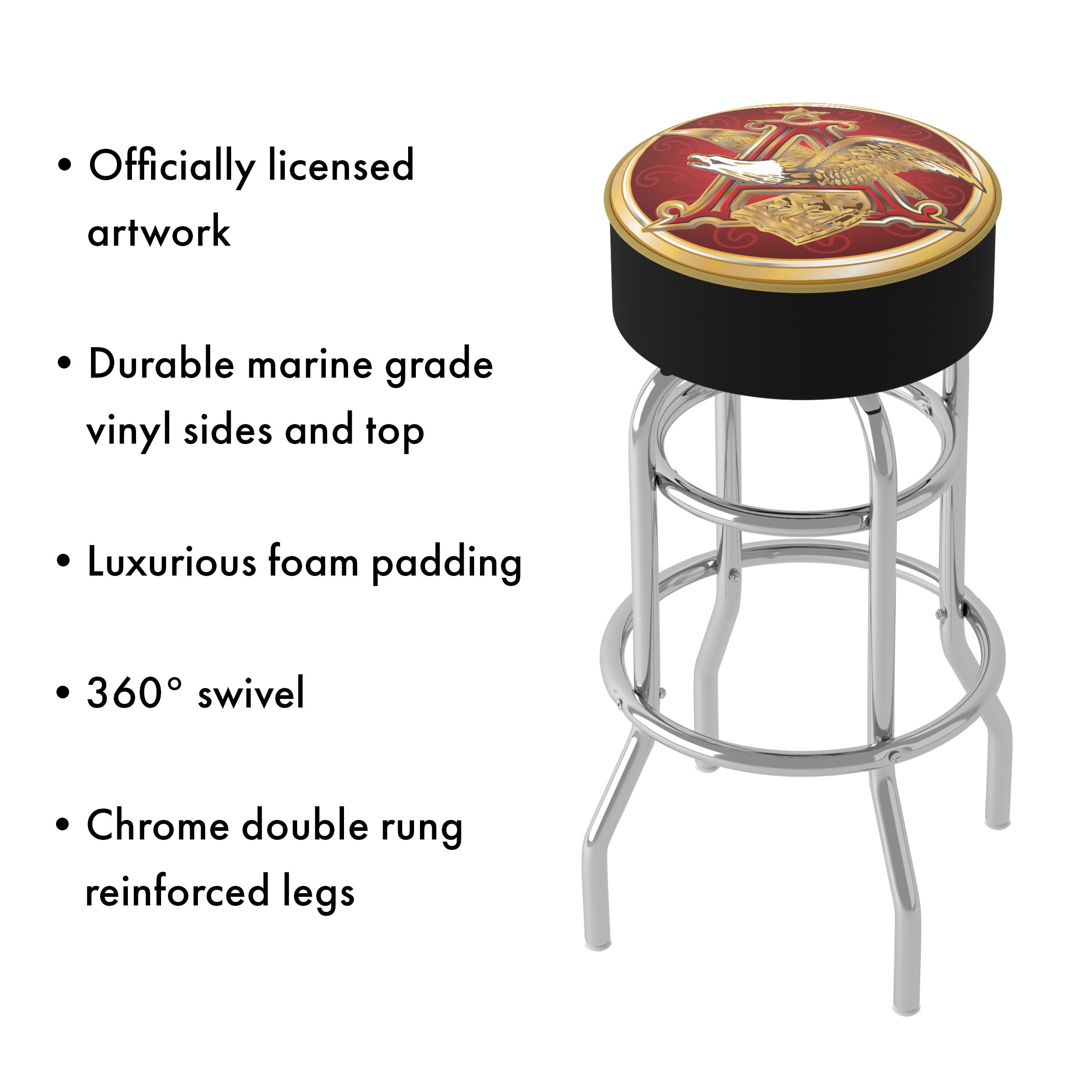 Trademark Gameroom Budweiser A & Eagle Bar Stool with Padded Seat