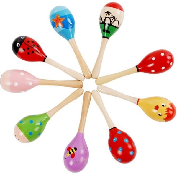 wooden baby maracas rattle