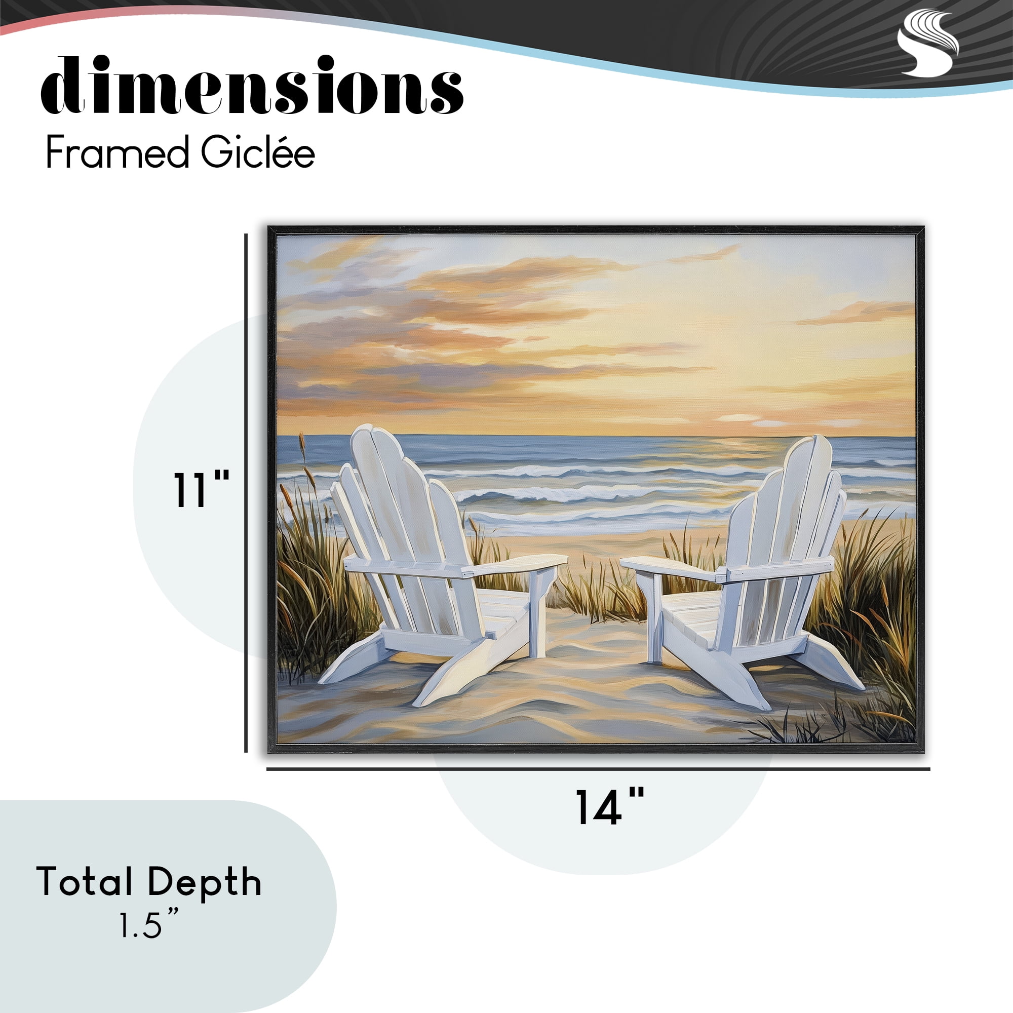 Stupell Industries Wave Watching Spot at Sunset Black Framed Giclee Art, design by Petal Prints Design