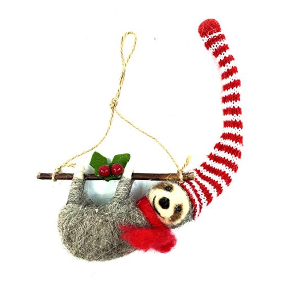 Sloth Christmas Tree Ornament, Wool