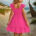 thumbnail image 5 of Kids Fall Toddler Dress Girls Elegant Ruffle Sleeve Midi Dresses Ruffle Sleeve Smocked Flowy Dress Sleeveless Sundress Winter Girls Dresses 5Y, 5 of 9
