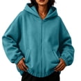 thumbnail image 4 of Oiangi Womens Full-Zip Hoodies Long Sleeve Pullover Basic Sweatshirts Fall Winter Daily Wear Sweatshirt with Pockets Green XL, 4 of 6