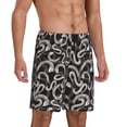 thumbnail image 2 of Kdxio Hand Drawn Snake Print Mens Sleep Shorts Bottoms Soft Comfy Pajama Wear Pants with Drawstring Pockets, 2 of 7