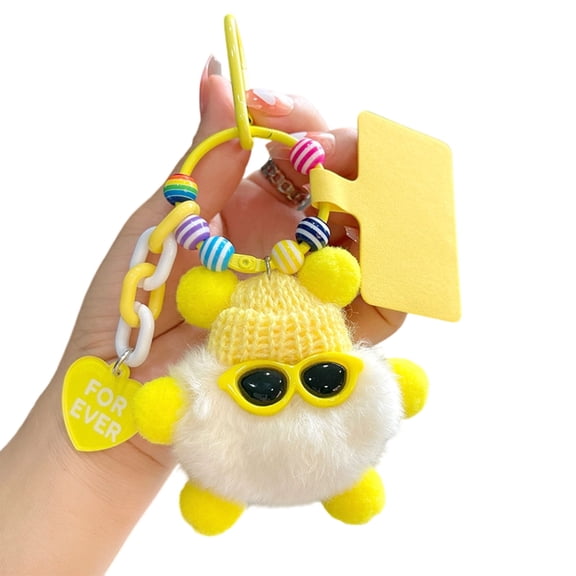 DAMAI Plush Elf Keychain Christmas Gift With Sunglasses, "for ever" Bead Bag Charm for Women, Realistic Elf Stuffed Animals Toy Elf Pendant for Backpack Birthday Gift