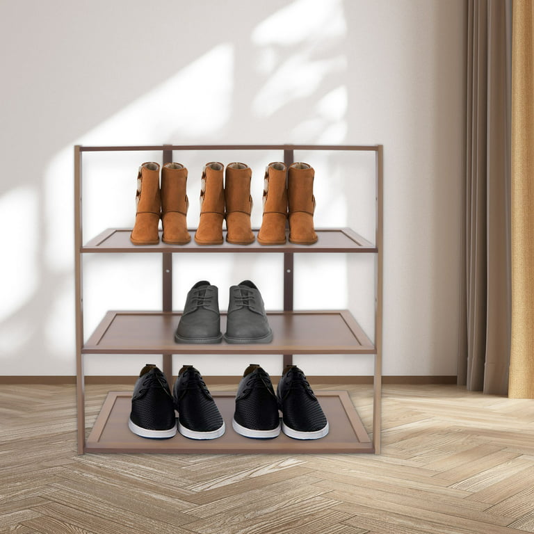 4 Tier Long Shoe Racks for Bedroom Closet Wide Shoe Storage 4-Tier Brown