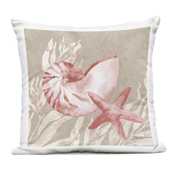 Stupell Industries Peach Tampico Shells Outdoor Printed Pillow design by Paul Brent, 18 x 7 x 18