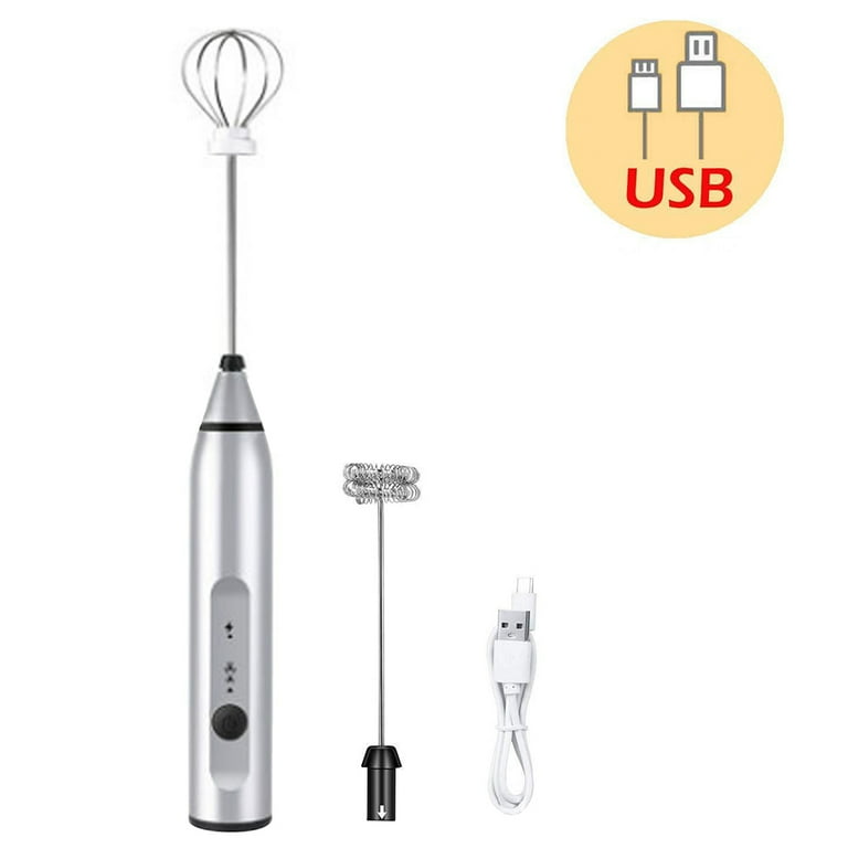 Rechargeable Milk Frother Handheld Electric Foam Maker with 2 Stainless  whisks, 3-Speed Adjustable Mini Blender Perfect for bulletproof coffee,Egg
