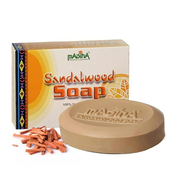 Madina Sandalwood Soap Bars, Soothing Aromatic Skincare with Natural Oils, Moisturizing Formula, 3.5 oz Each, 6 Pack