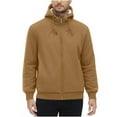 thumbnail image 3 of OGLCCG Hoodies Jacket for Men Full Zip Up Thick Sherpa Lined Hoode Jacket with Pockets Fall Winter Warm Fleece Hooded Sweatshirts,L,Khaki, 3 of 5