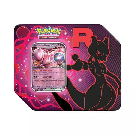 Pokemon TCG: Team Rocket Tin – Mewtwo (5 Packs Promo Card)