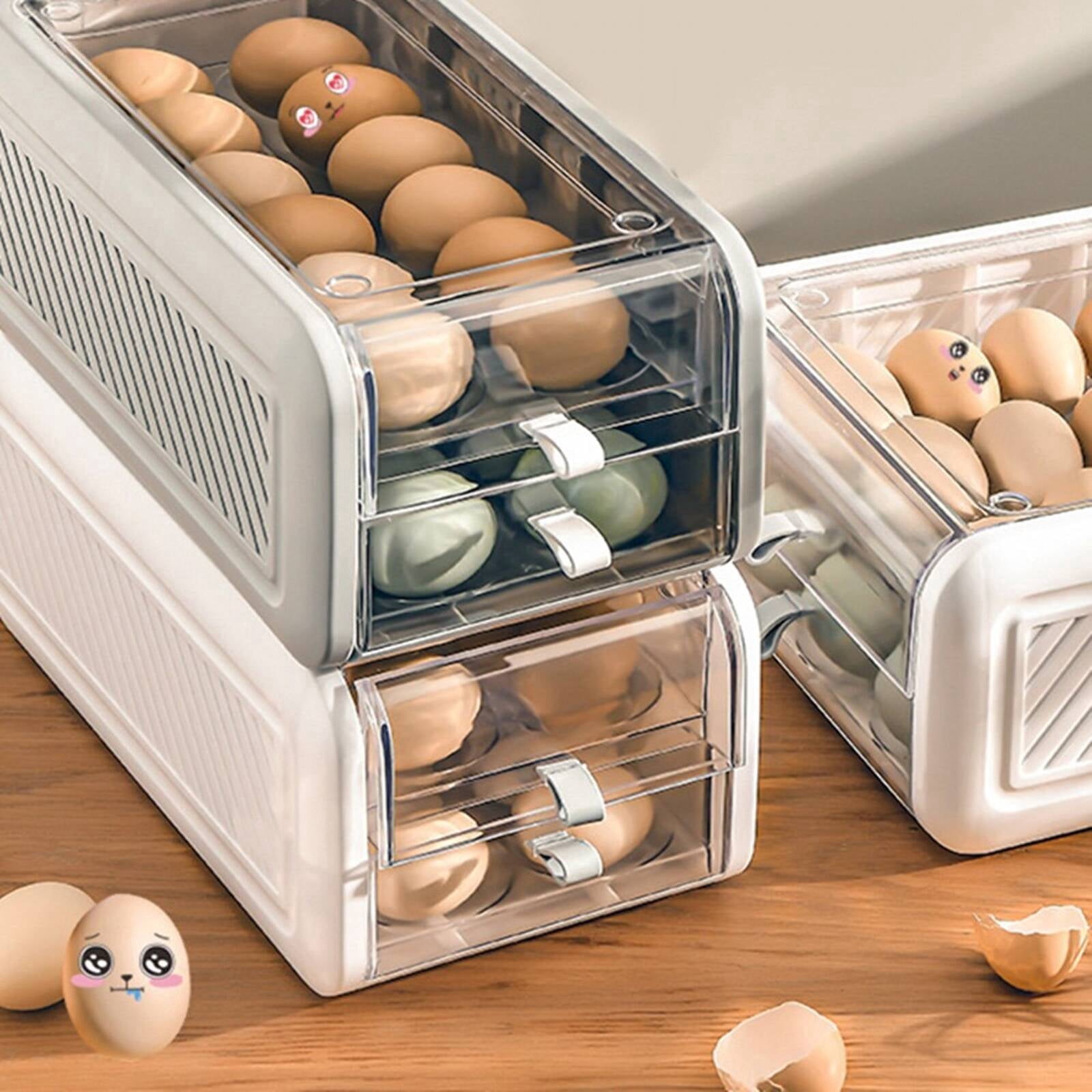 ACDANC 2026 New Refrigerator Organizers and Storage Easy to Carry Egg Holder for Fridge Egg Storage Box Egg Cartons for Fridge Kitchen Pantry White Small