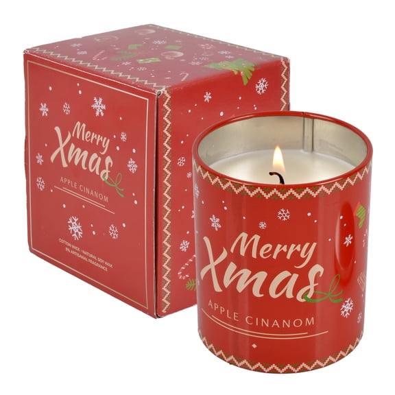HOMEYA Apple Cinnamon Scented Candles Soy Wax Aromatherapy Christmas Birthday Gifts 50 Burn Time Jar Candle
